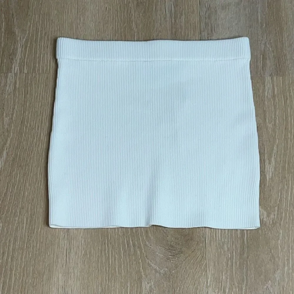 REVOLVE x Victor Glemaud White Ribbed Bodycon Mini Skirt, Women’s Small NWT